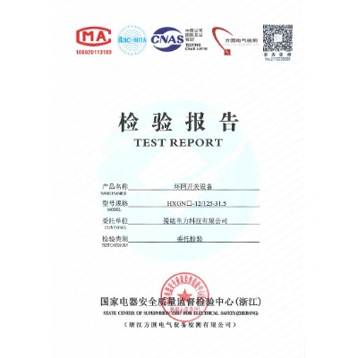 HXGN□-12/125-31.5環網開關設備檢驗報告