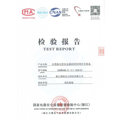 SMRM6-12(C)/630-25全絕緣全密封金屬封閉環網開關設備檢驗報告